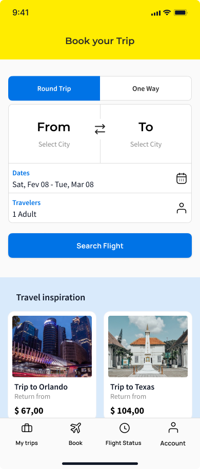 Spirit Airlines mobile app screenshot